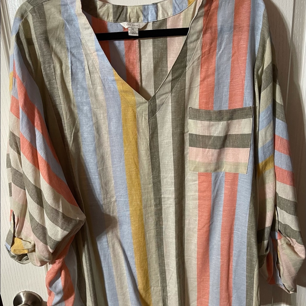 CATO V-Neck Striped Top